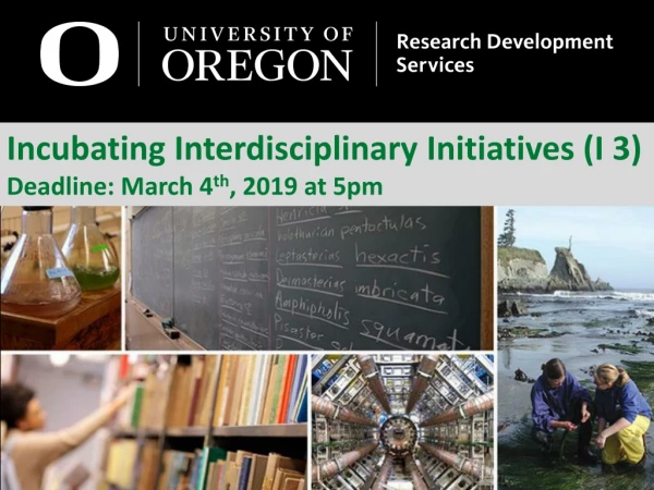 Incubating Interdisciplinary Initiatives (I 3) Deadline: March 4 th , 2019 at 5pm