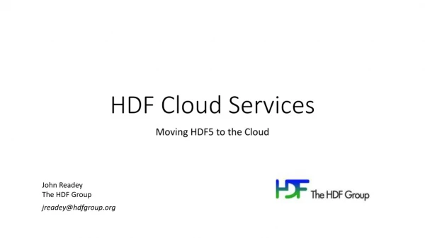 HDF Cloud Services