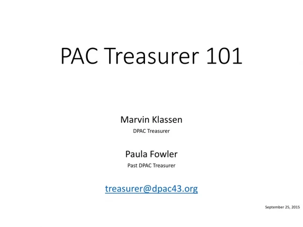PAC Treasurer 101