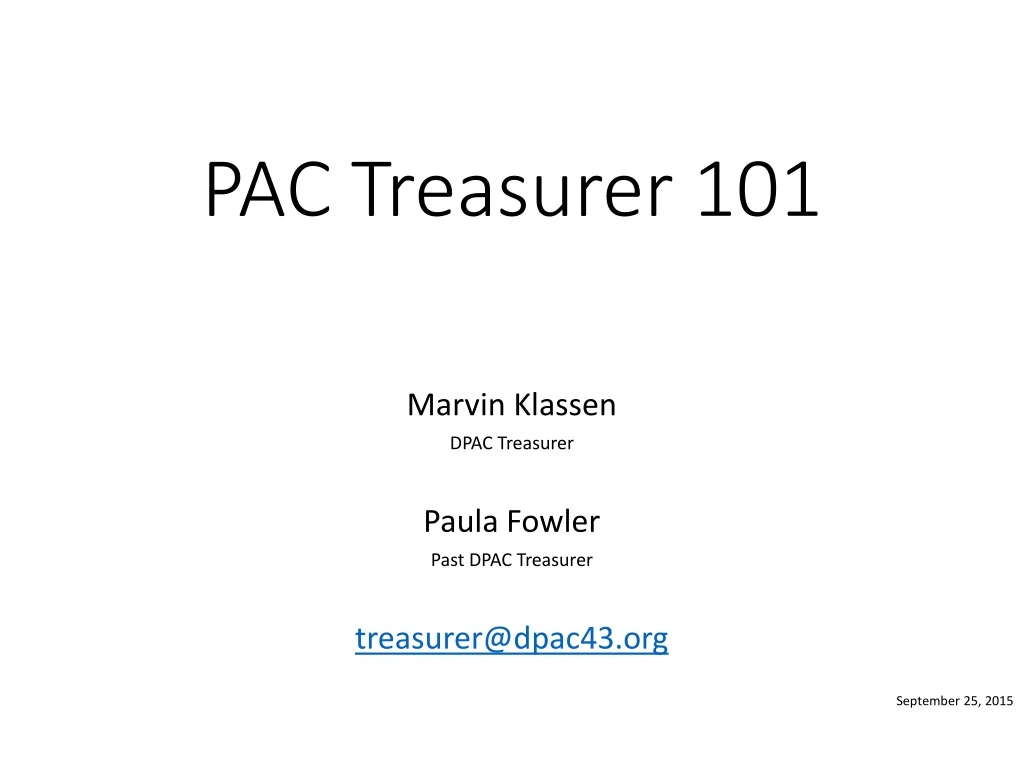 pac treasurer 101