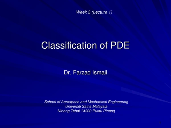 Classification of PDE