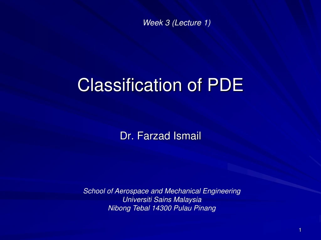 classification of pde