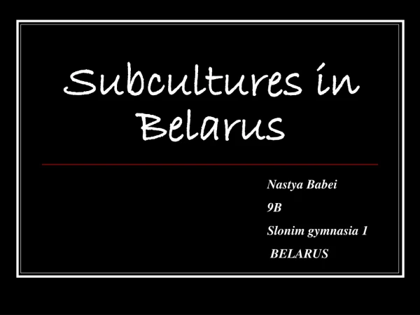 Subcultures in Belarus