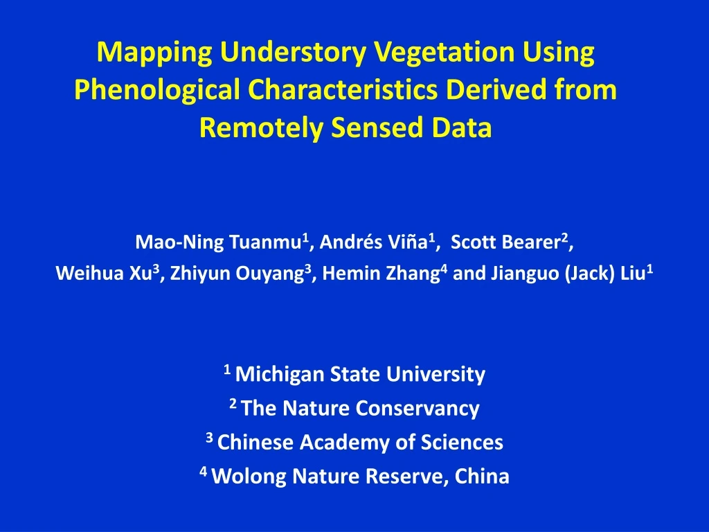 mapping understory vegetation using phenological characteristics derived from remotely sensed data