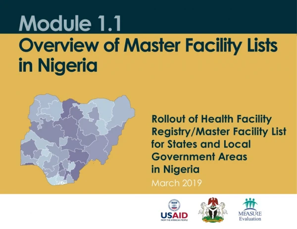 Module 1.1 Overview of Master Facility Lists in Nigeria