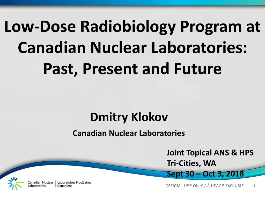 low dose radiobiology program at canadian nuclear