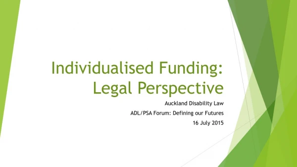 Individualised Funding: Legal Perspective