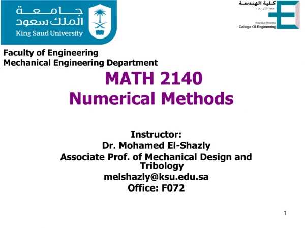 MATH 2140 Numerical Methods