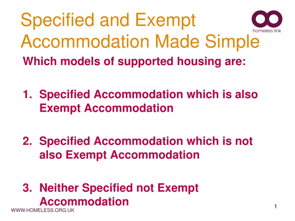 specified and exempt accommodation made simple