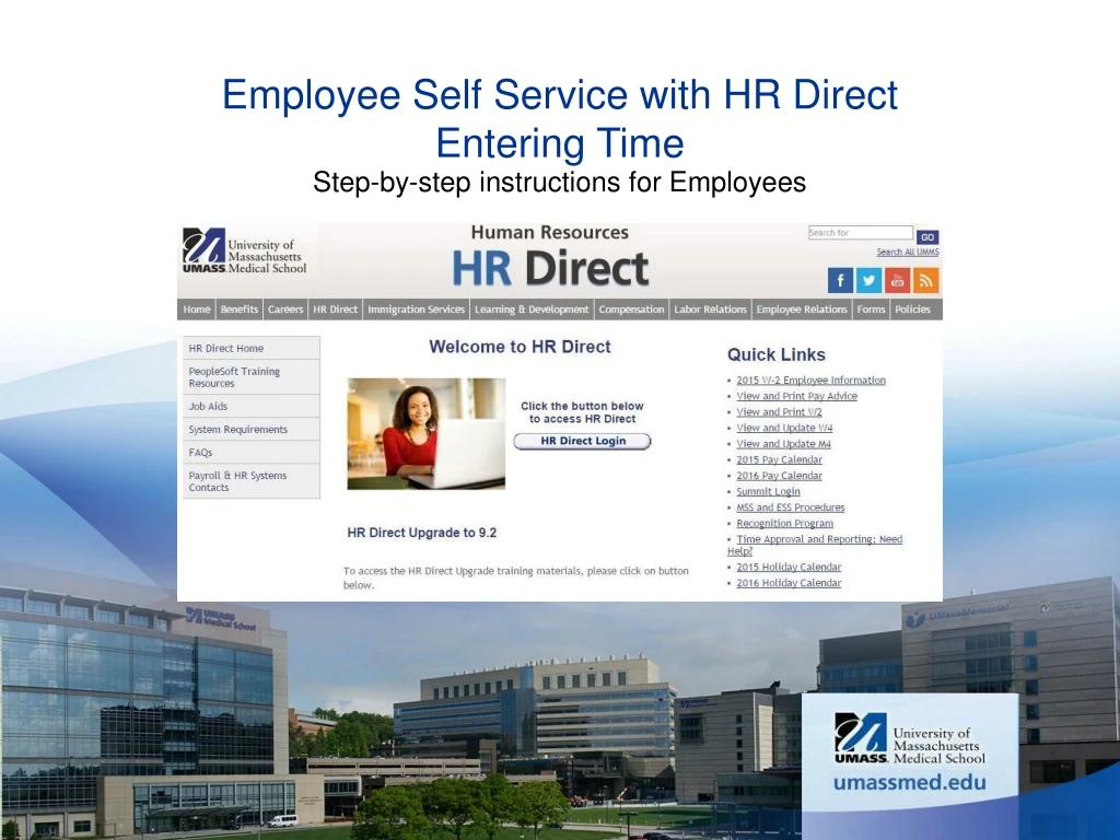 employee self service with hr direct entering time