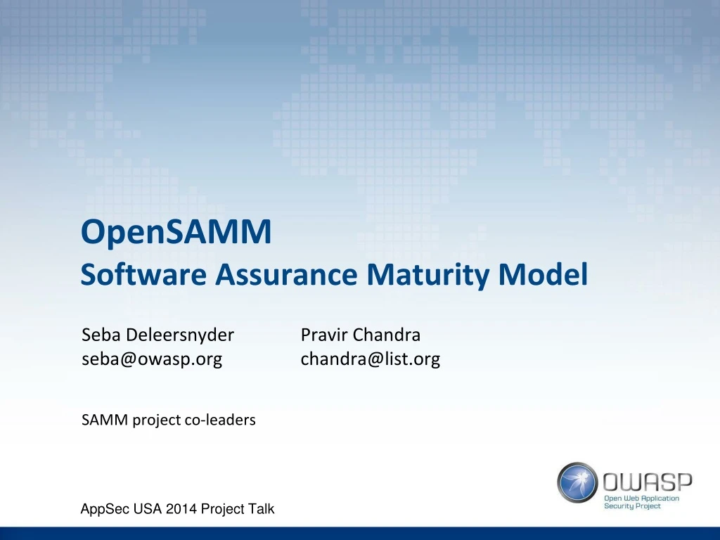 opensamm software assurance maturity model