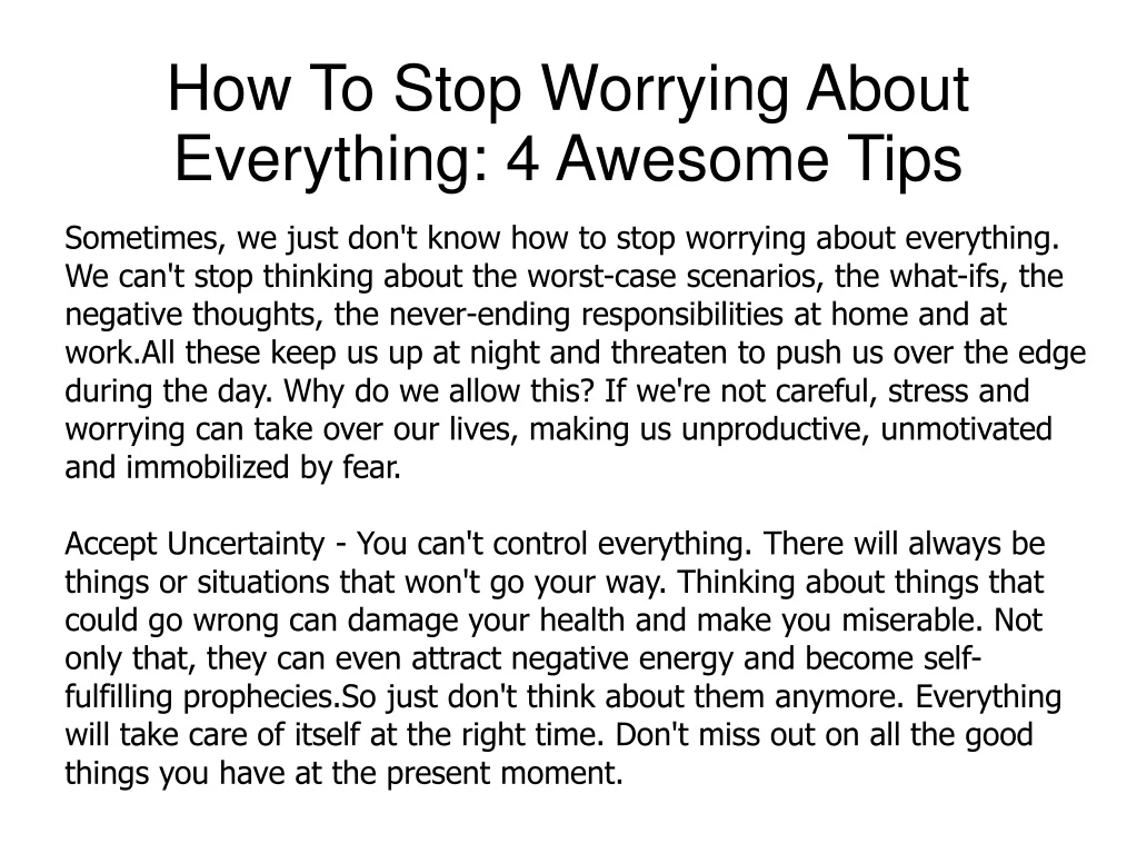 how to stop worrying about everything 4 awesome tips