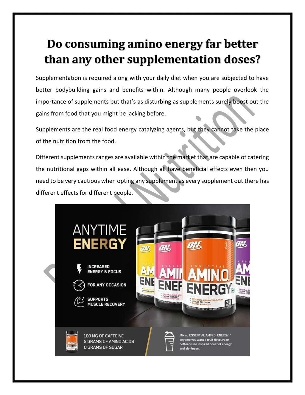 do consuming amino energy far better than