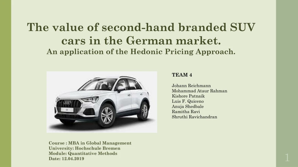 the value of second hand branded suv cars