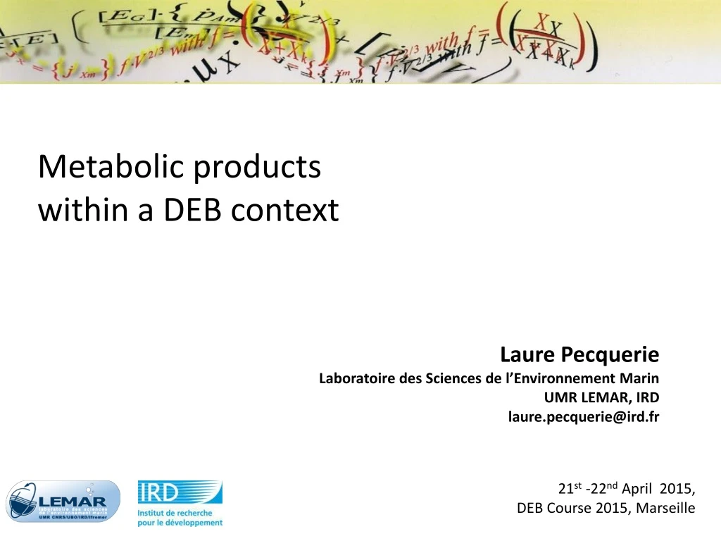 metabolic products within a deb context