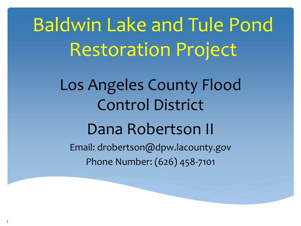 baldwin lake and tule pond restoration project