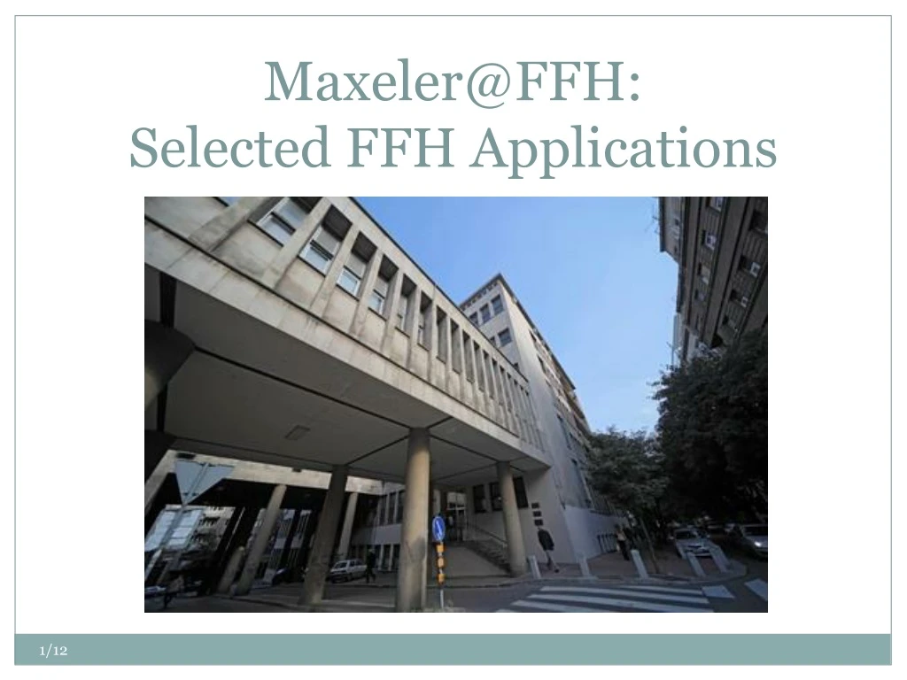 maxeler@ffh selected ffh applications