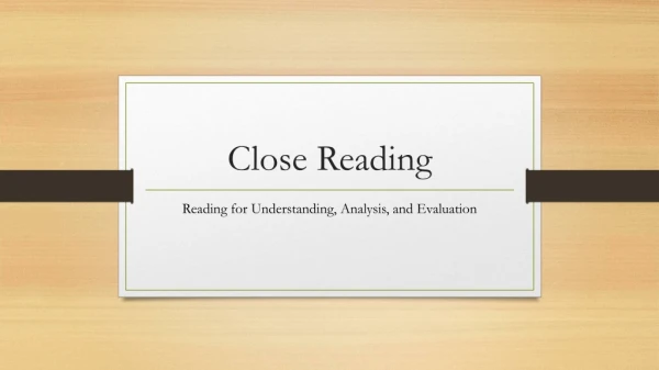 Close Reading