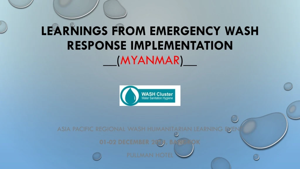 learnings from emergency wash response implementation myanmar