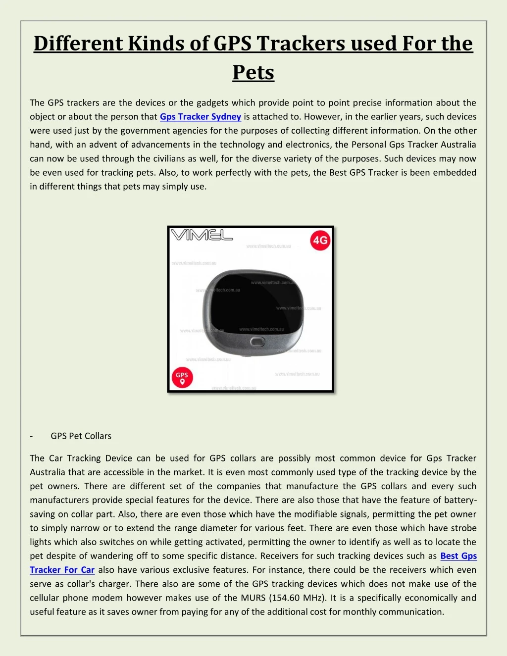 different kinds of gps trackers used for the pets