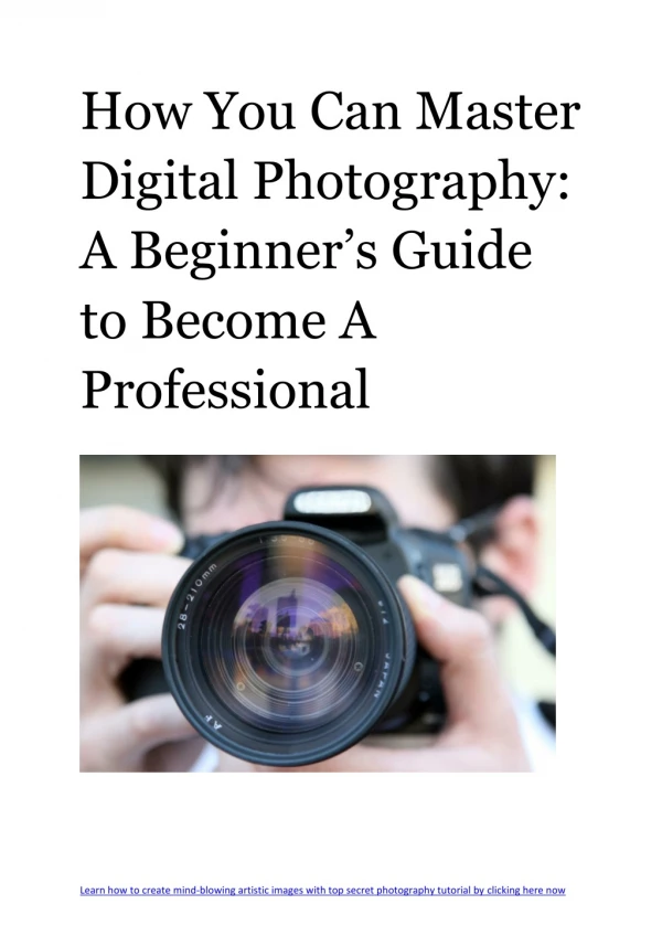 How You Can Master Digital Photography