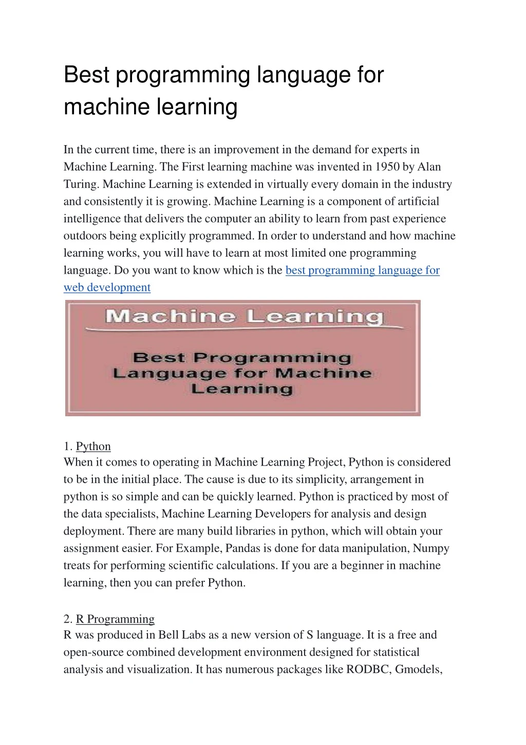 best programming language for machine learning