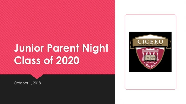 Junior Parent Night Class of 2020
