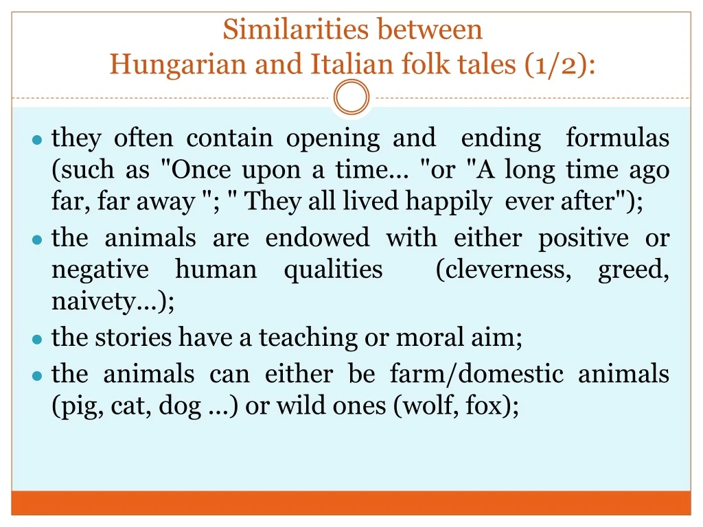 similarities between hungarian and italian folk tales 1 2
