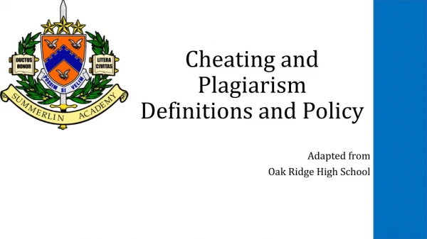 Cheating and Plagiarism Definitions and Policy