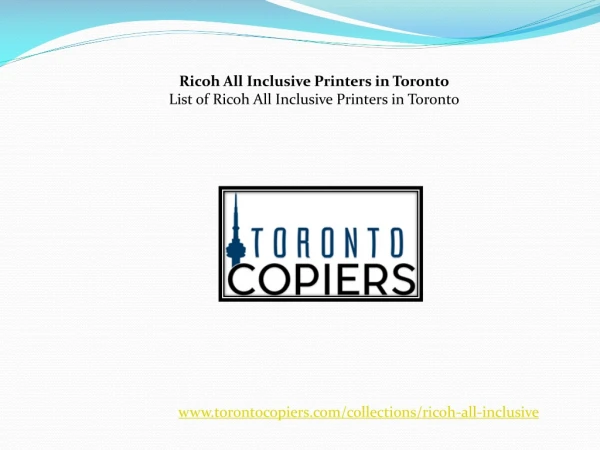 Ricoh All Inclusive Printers in Toronto