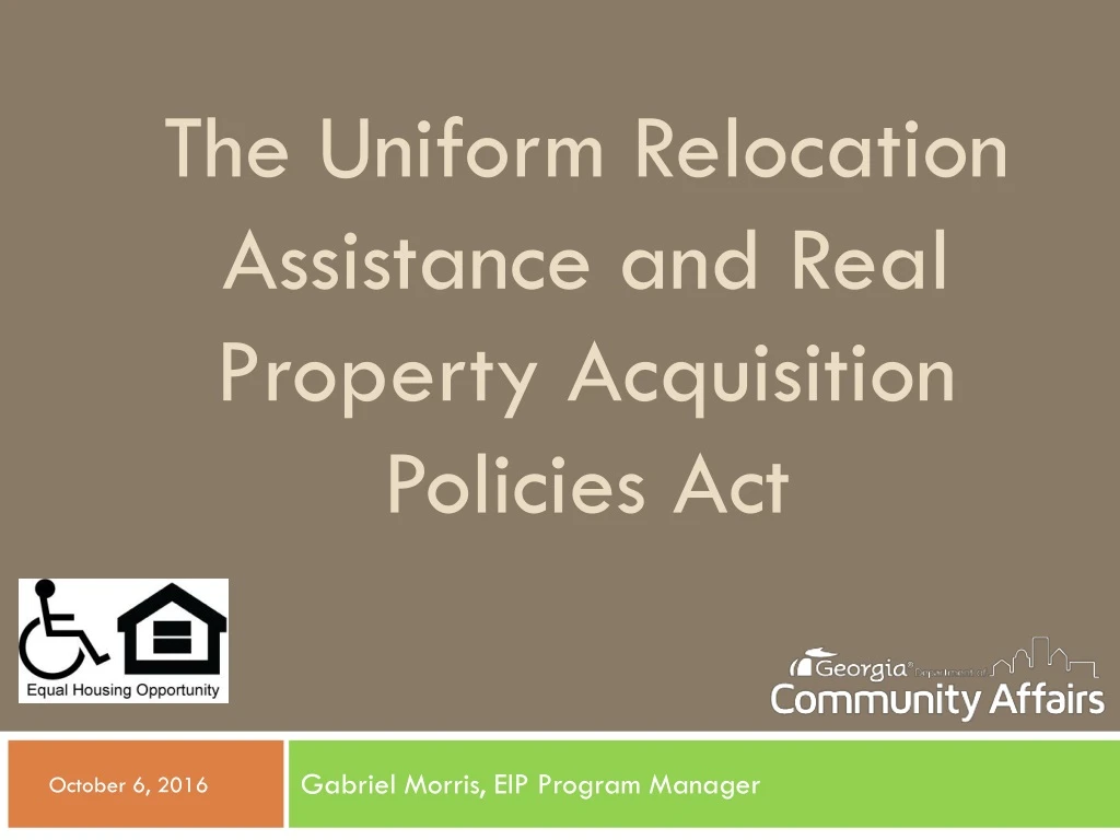 the uniform relocation assistance and real property acquisition policies act