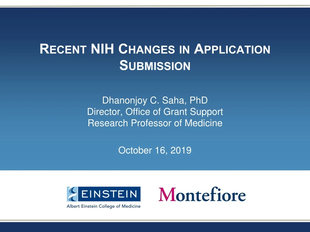 recent nih changes in application submission