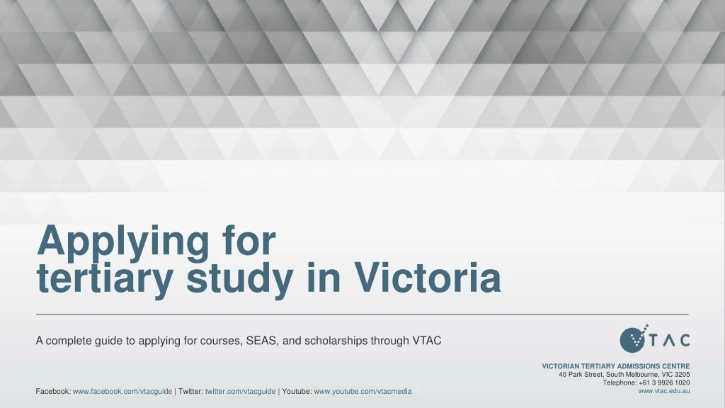 applying for tertiary study in victoria