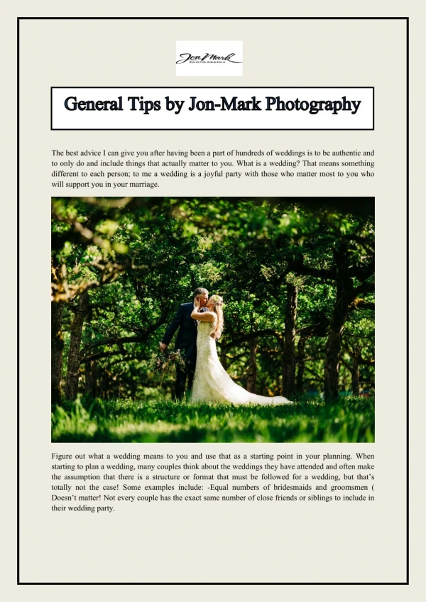 General Tips by Jon-Mark Photography