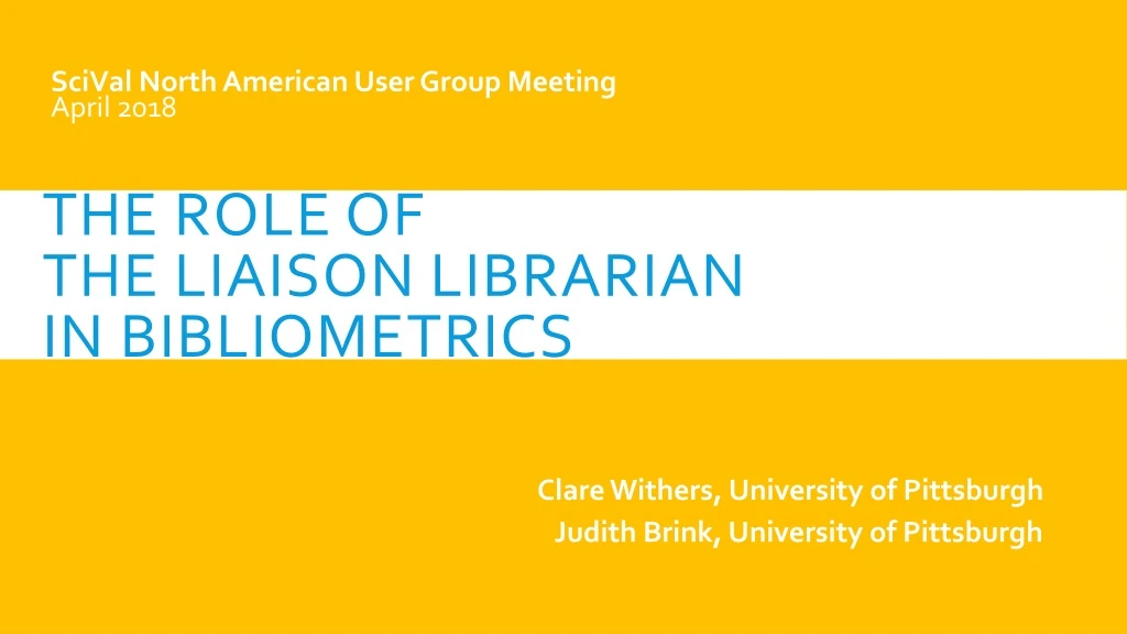 the role of the liaison librarian in bibliometrics