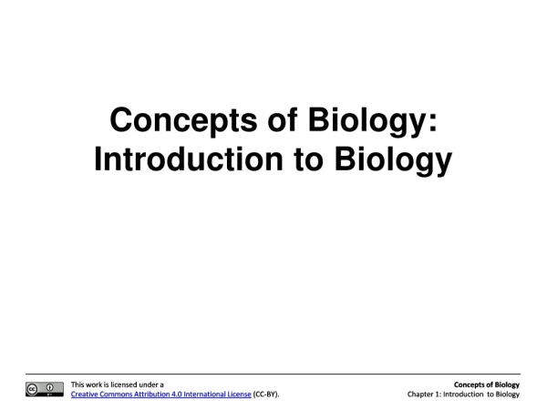 Concepts of Biology: Introduction to Biology