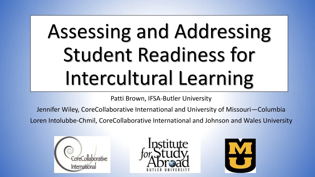 assessing and addressing student readiness for intercultural learning