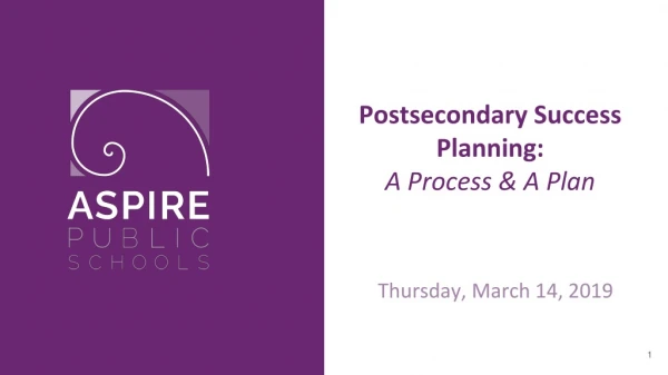 Postsecondary Success Planning: A Process &amp; A Plan