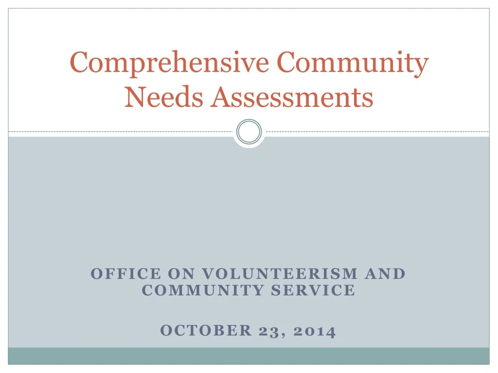 comprehensive community needs assessments