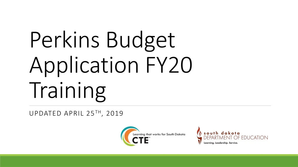 perkins budget application fy20 training