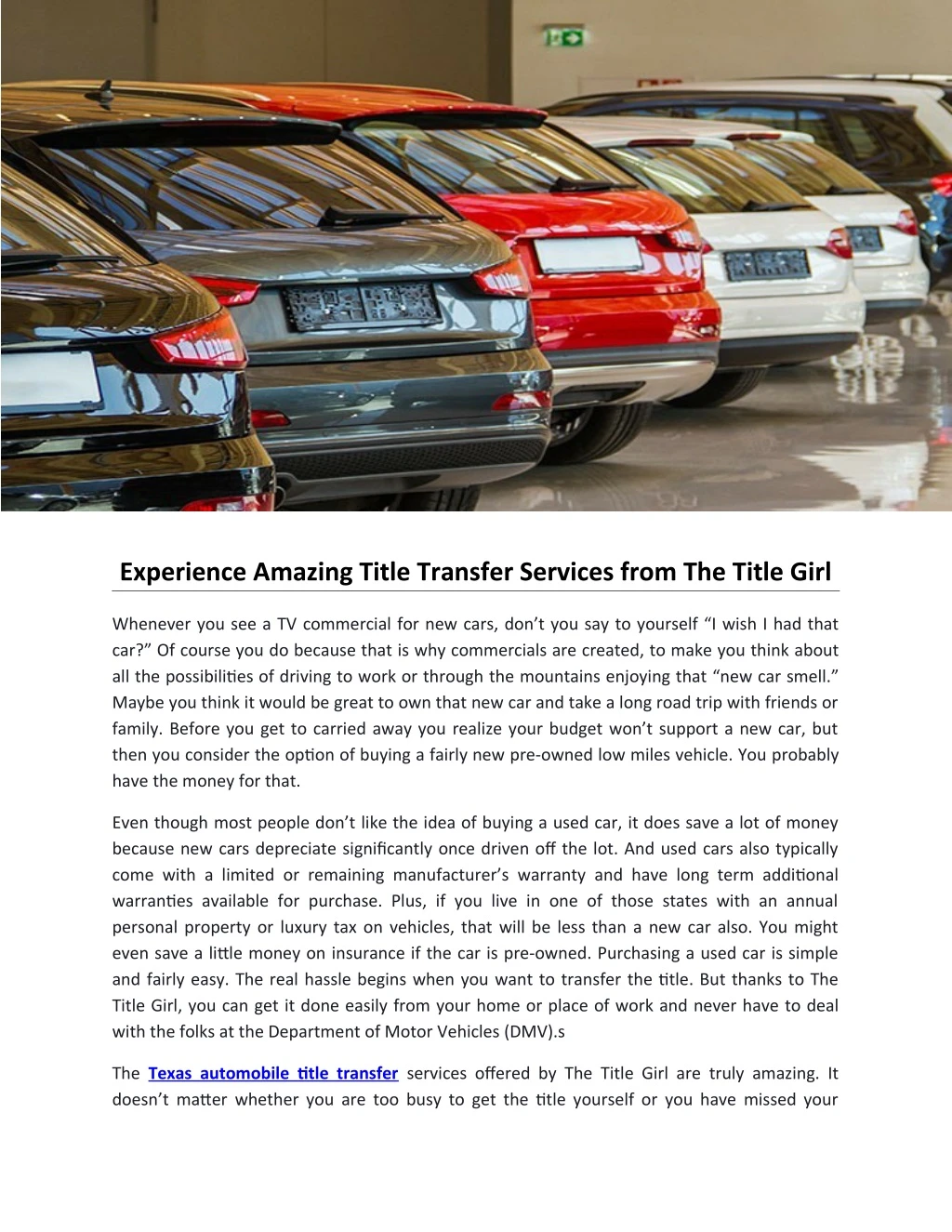 experience amazing title transfer services from