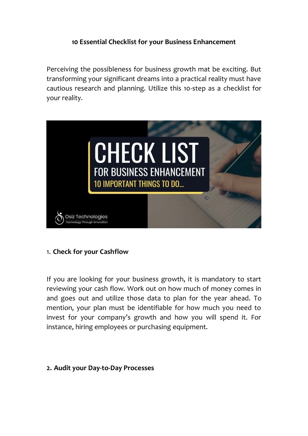 10 essential checklist for your business