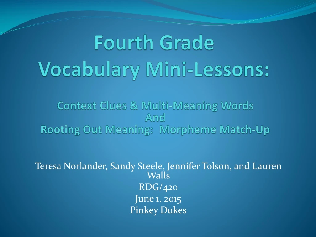 fourth grade vocabulary mini lessons