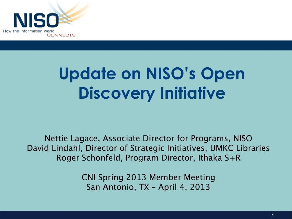 update on niso s open discovery initiative