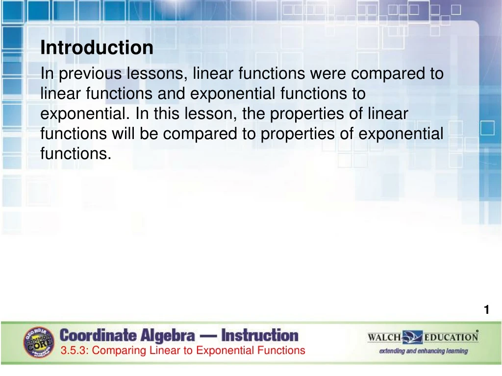 introduction in previous lessons linear functions