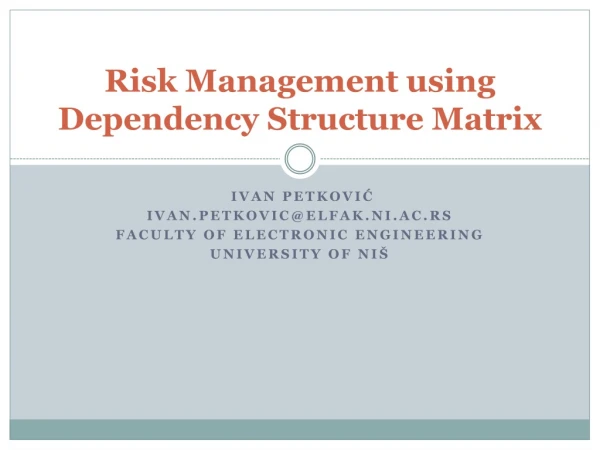 Risk Management using Dependency Structure Matrix