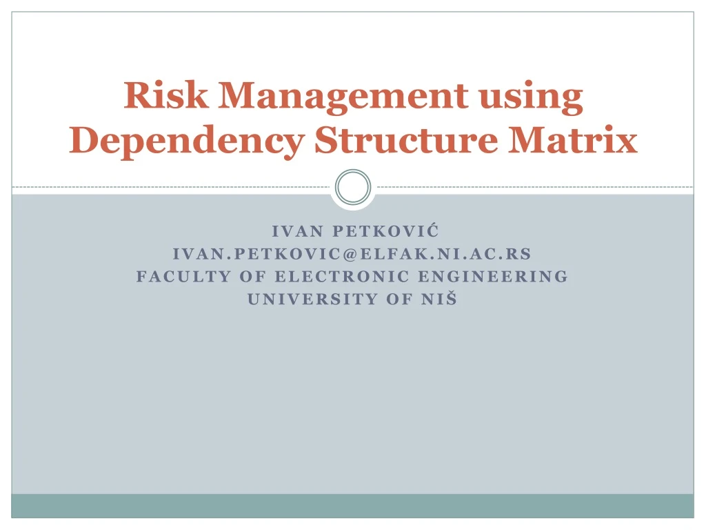 risk management using dependency structure matrix