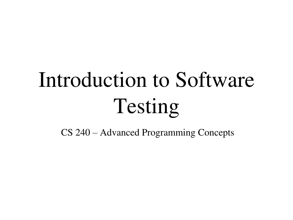 introduction to software testing