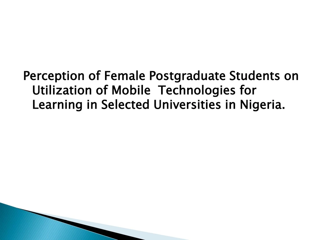 perception of female postgraduate students