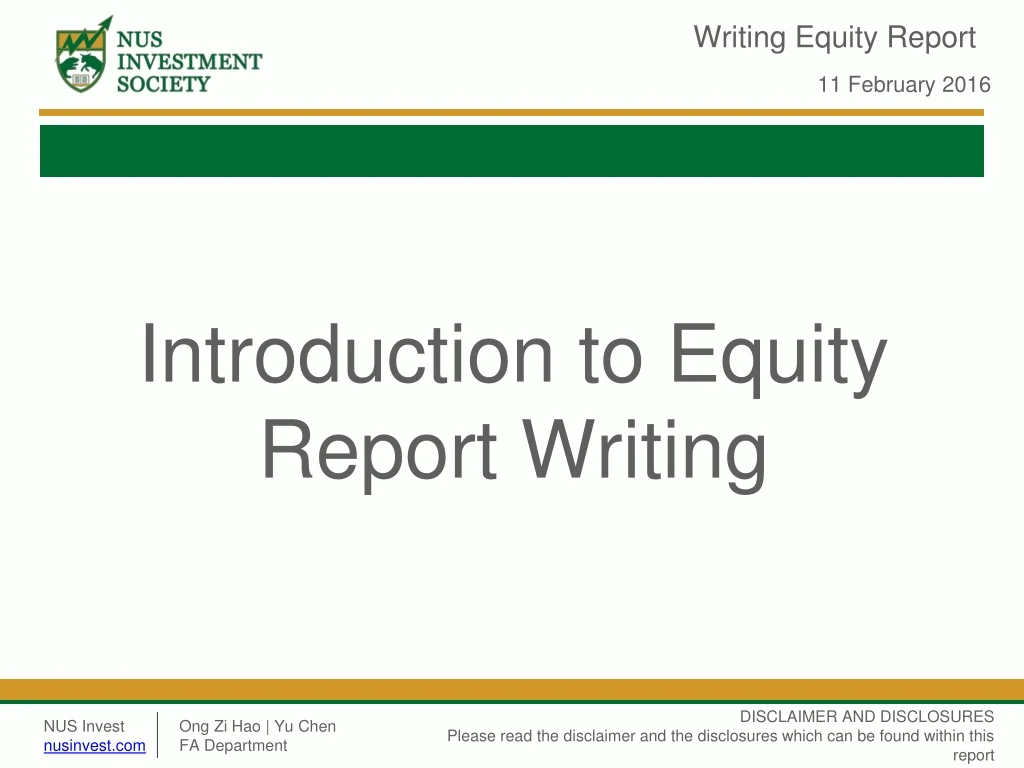 writing equity report